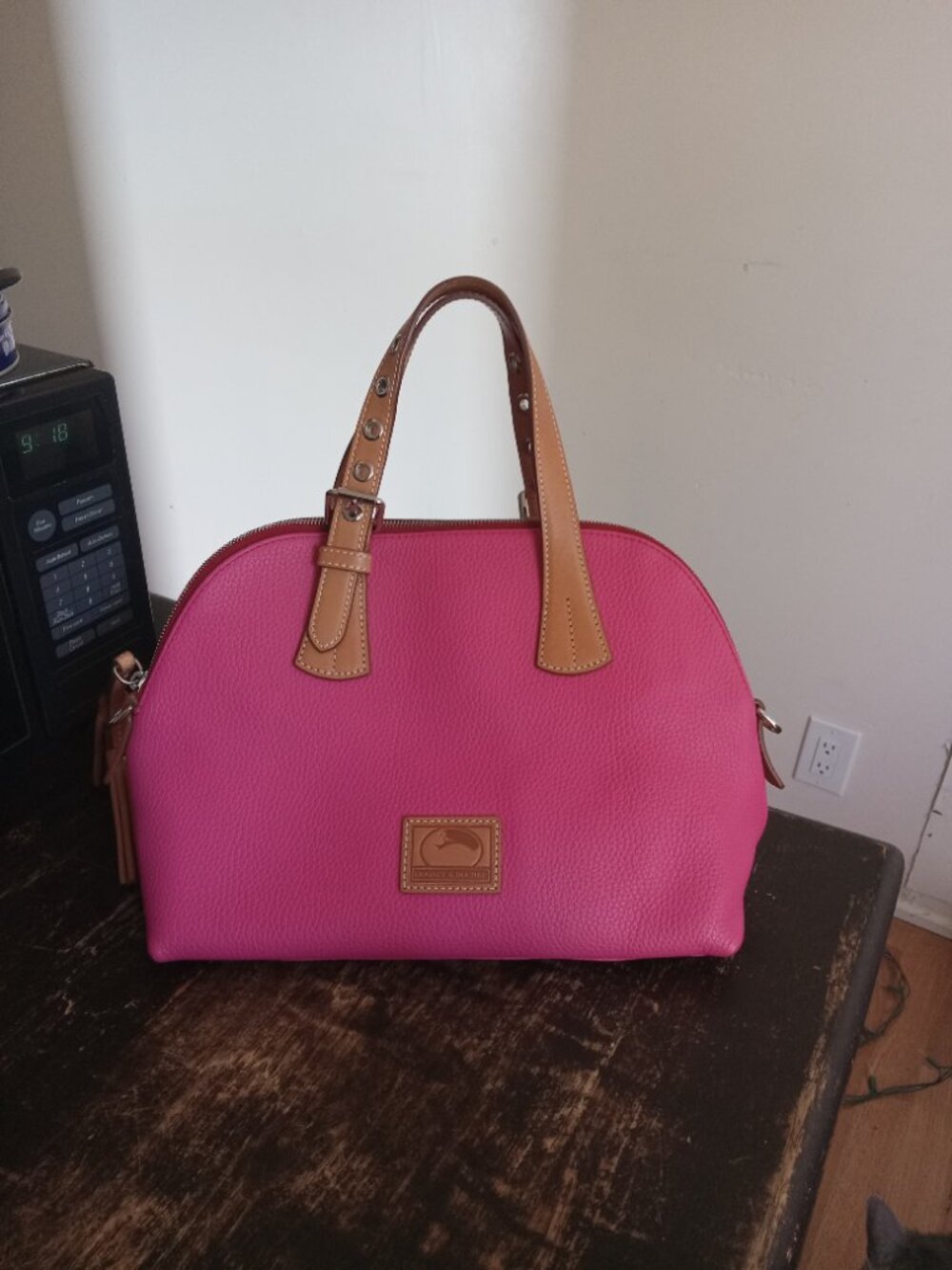 Dooney & Bourke small Audrey hot pink with silver hardware